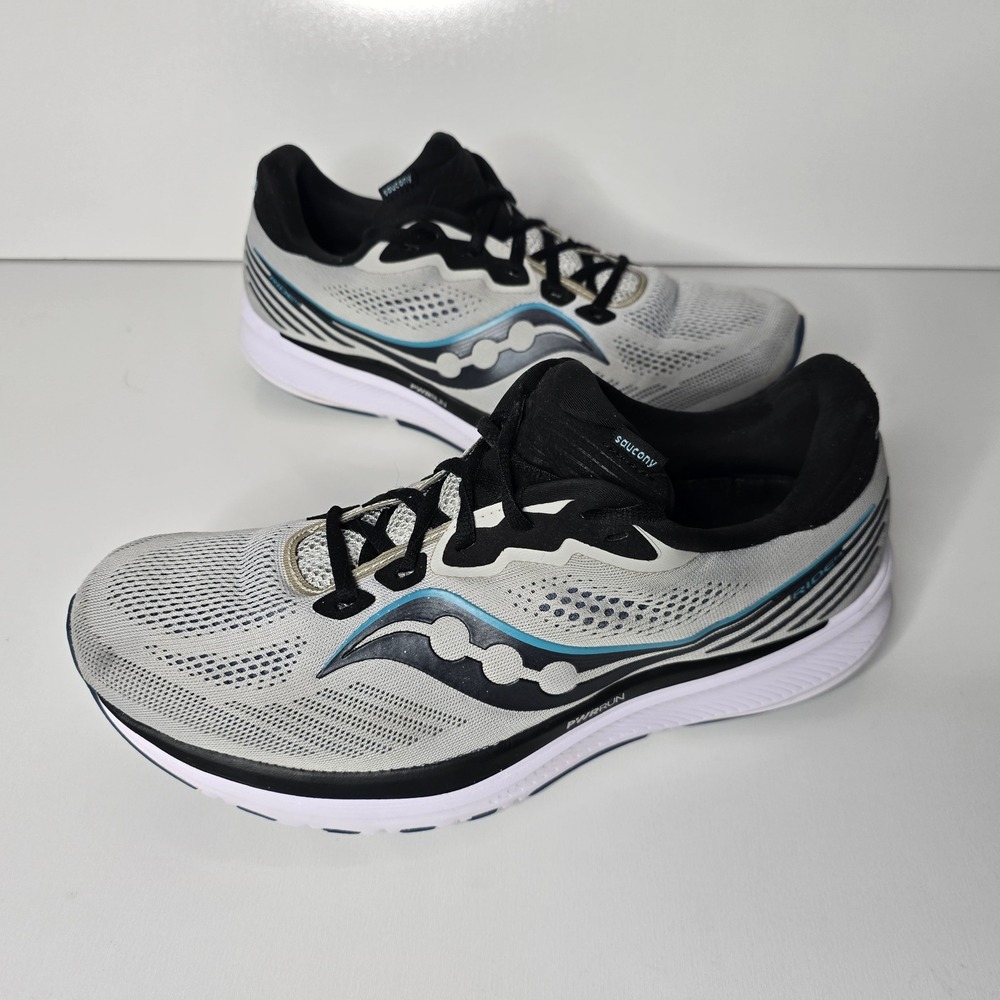 Saucony Ride 14 Fog Mens Running Shoes Grey Black Blue S20650-35 Size 10 D
